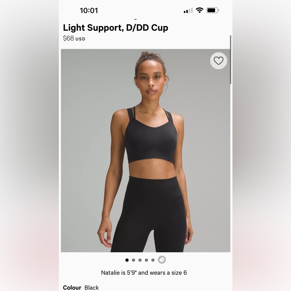 Lululemon Like a Cloud Longline Bra
Light Support, D/DD Cup (size 8)